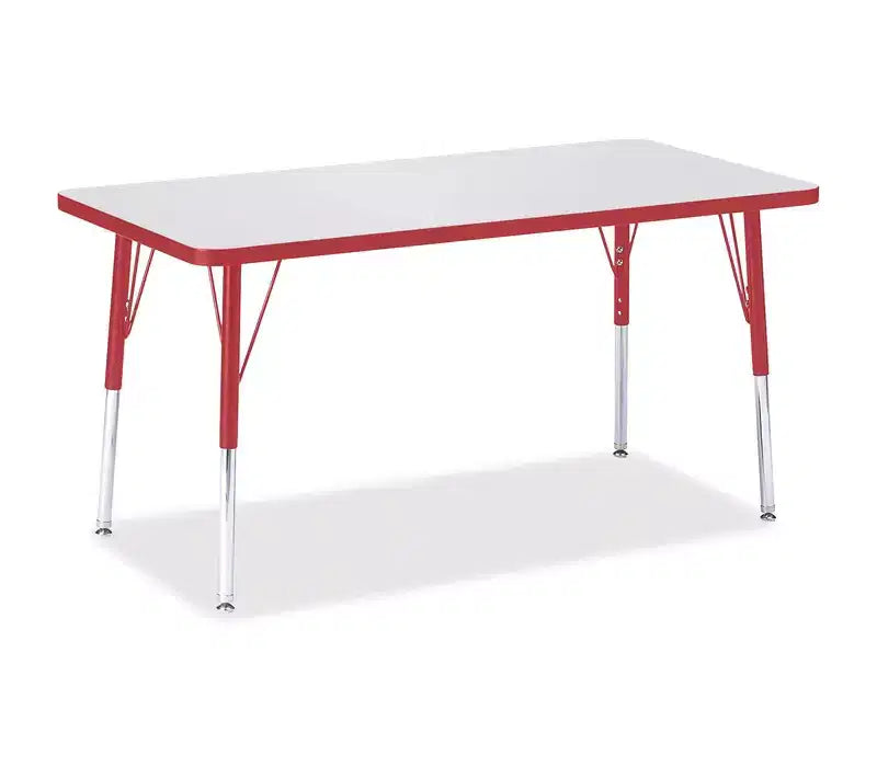 Jonti-Craft Berries Adult Height Color Edge Rectangle Table (24 x 48) in Red