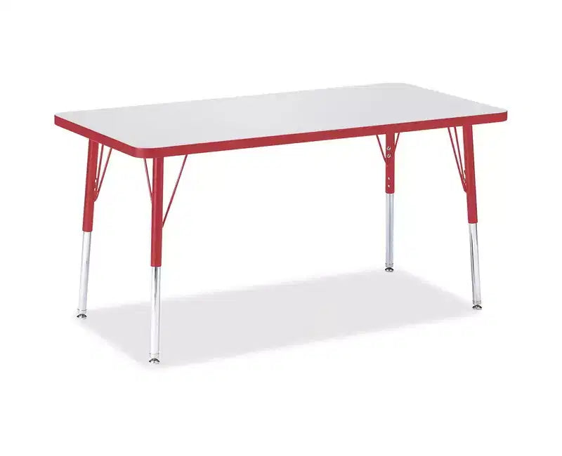 Adult Height Color Edge Rectangle Table (24 x 48) in Red