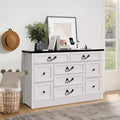 Farmhouse 9 Drawer Dresser with Charging Station, 55 Wide Wood Dresser, Vintage Dressers TV Stand