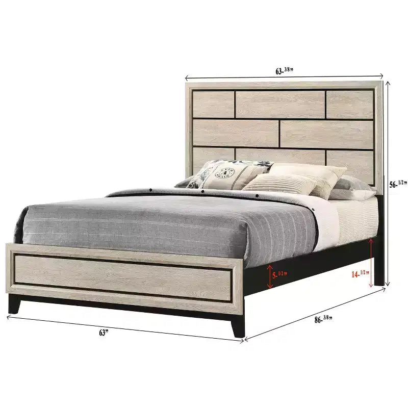 Twin/Full/Queen Cotemporary Platform Bed Frame Panel Low-profile Bed with Geometric Design Headboard Strong Wood Slats Easy to Assemble