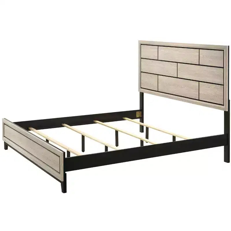 Twin/Full/Queen Cotemporary Platform Bed Frame Panel Low-profile Bed with Geometric Design Headboard Strong Wood Slats Easy to Assemble