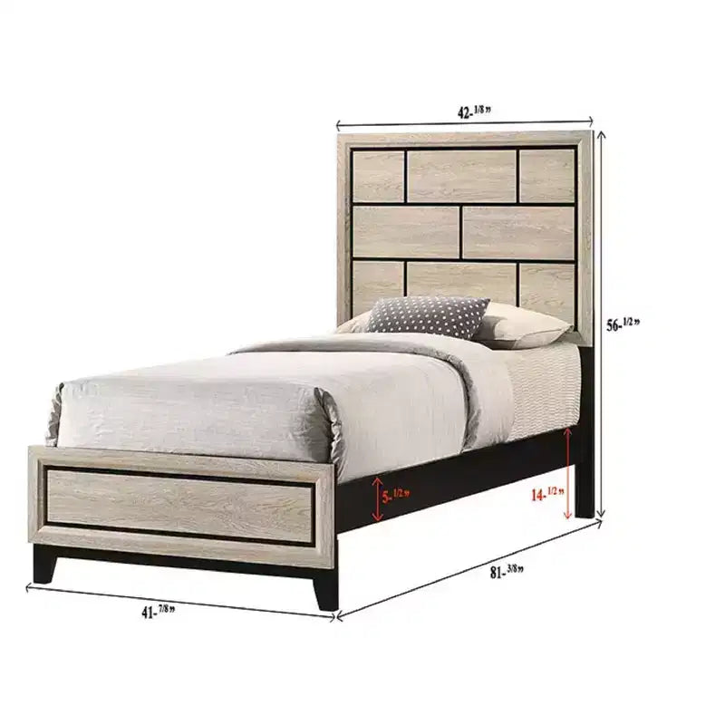 Twin/Full/Queen Cotemporary Platform Bed Frame Panel Low-profile Bed with Geometric Design Headboard Strong Wood Slats Easy to Assemble