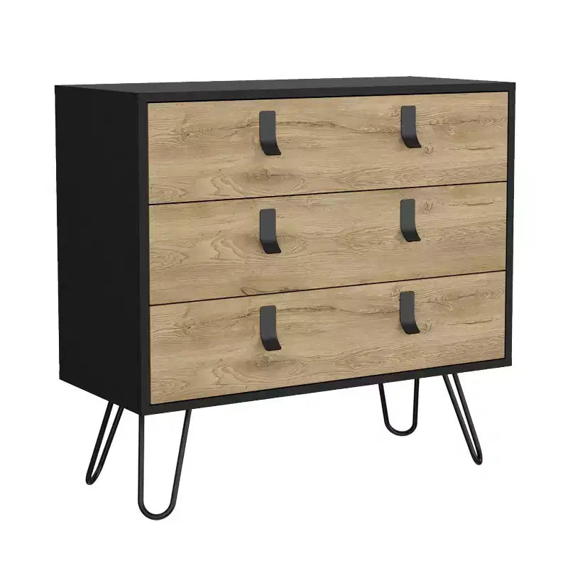 Modern Design 3-Drawer Bedroom Dressers with Metal Hairpin Legs, Wooden Storage Cabinet,Chest of Drawers for Bedroom,Entryway