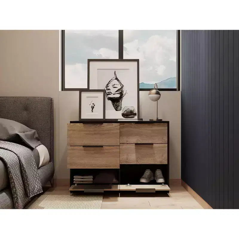 Modern Design 3-Drawer Bedroom Dressers with Metal Hairpin Legs, Wooden Storage Cabinet,Chest of Drawers for Bedroom,Entryway