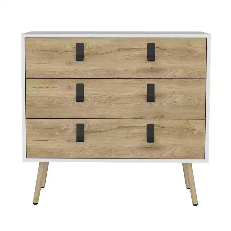 Modern Design 3-Drawer Bedroom Dressers with Metal Hairpin Legs, Wooden Storage Cabinet,Chest of Drawers for Bedroom,Entryway