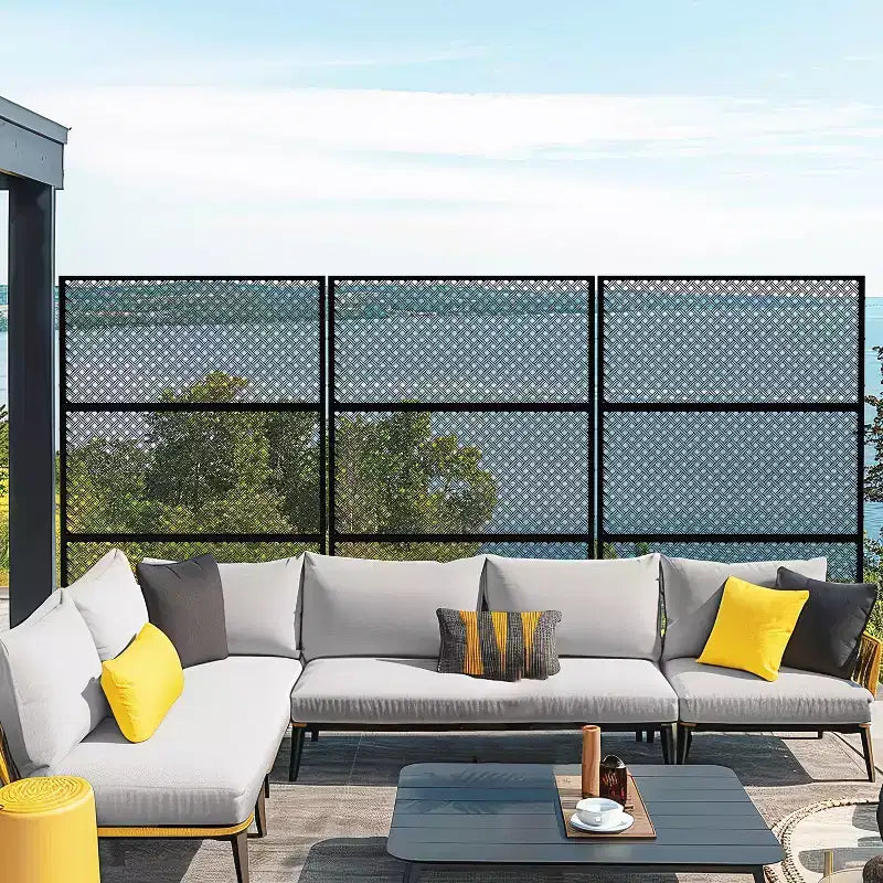 72x47 Black Outdoor Natural Privacy Panel Screen, 3 Piece Set Natural Folding Divider for Backyard and Garden