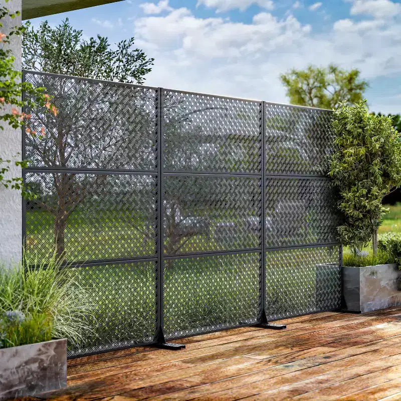 72x47 Black Outdoor Natural Privacy Panel Screen, 3 Piece Set Natural Folding Divider for Backyard and Garden