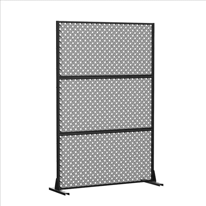 72x47 Black Outdoor Natural Privacy Panel Screen, 3 Piece Set Natural Folding Divider for Backyard and Garden