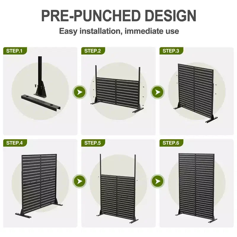 72x47 Black Outdoor Natural Privacy Panel Screen, 3 Piece Set Natural Folding Divider for Backyard and Garden