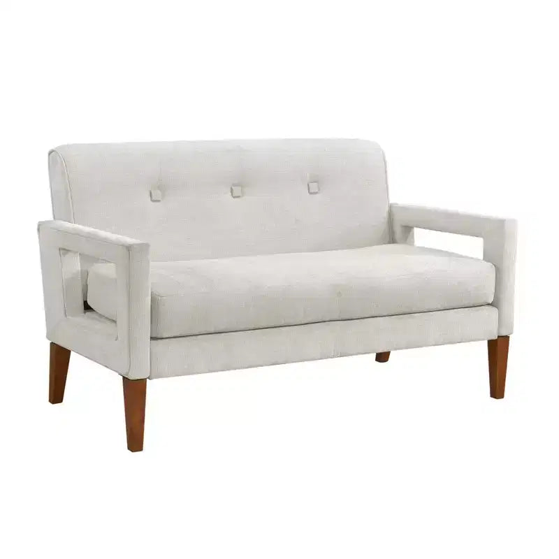 Comfy Chenille Sofa with Tufted Backrest, Solid Wood Legs Modern Loveseat Couch Upholstery Pocket for Apartments,living Room,Study