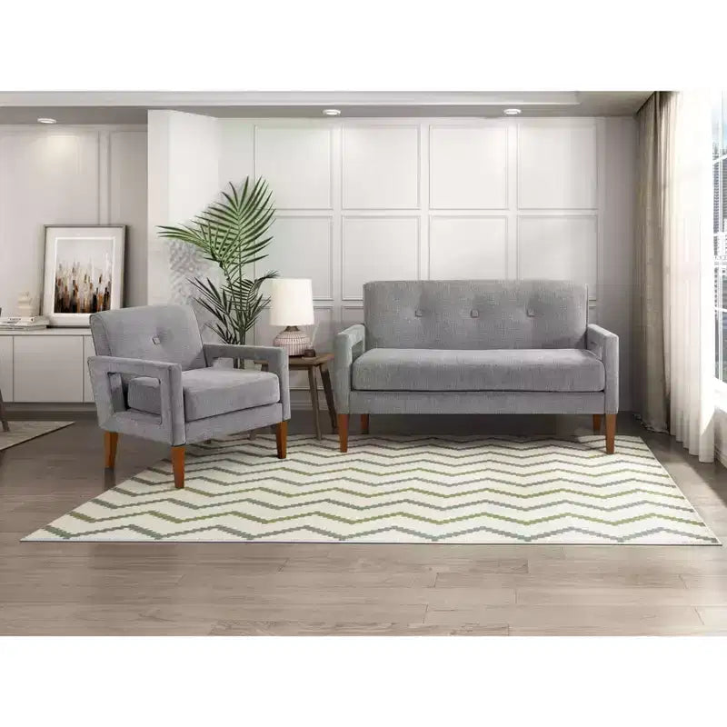 Comfy Chenille Sofa with Tufted Backrest, Solid Wood Legs Modern Loveseat Couch Upholstery Pocket for Apartments,living Room,Study