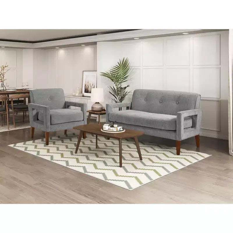 Comfy Chenille Sofa with Tufted Backrest, Solid Wood Legs Modern Loveseat Couch Upholstery Pocket for Apartments,living Room,Study