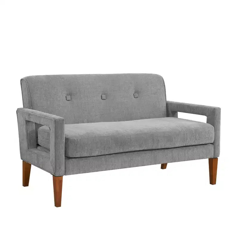 Comfy Chenille Sofa with Tufted Backrest, Solid Wood Legs Modern Loveseat Couch Upholstery Pocket for Apartments,living Room,Study