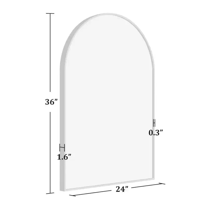 36x24 Black Arched Wall Mirror, Slim Aluminum Frame Right Angle Decorative Hanging Mirror for Bathroom & Entryway