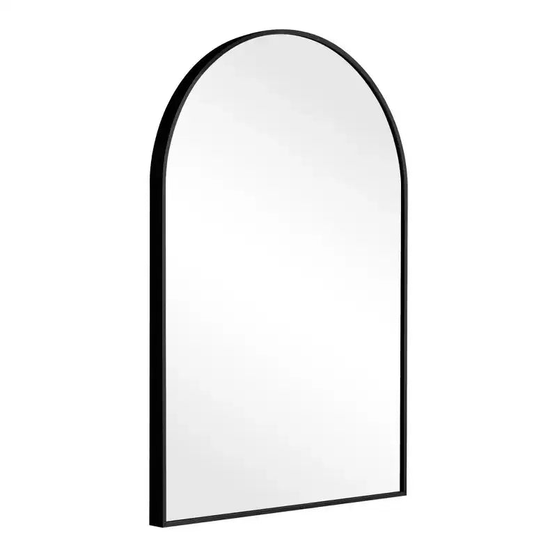 36x24 Black Arched Wall Mirror, Slim Aluminum Frame Right Angle Decorative Hanging Mirror for Bathroom & Entryway