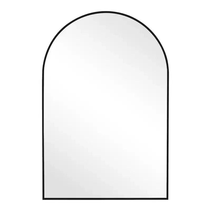 36x24 Black Arched Wall Mirror, Slim Aluminum Frame Right Angle Decorative Hanging Mirror for Bathroom & Entryway