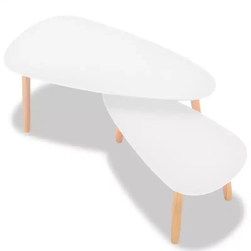 Coffee Table Set of 2 White Solid pinewood, MDF Medium Durable