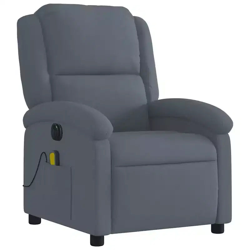 Electric Massage Recliner Chair - Dark Gray Velvet, Automatic Adjustable Footrest/Backrest, Vibrating 6-Point Massage, Side Pocket