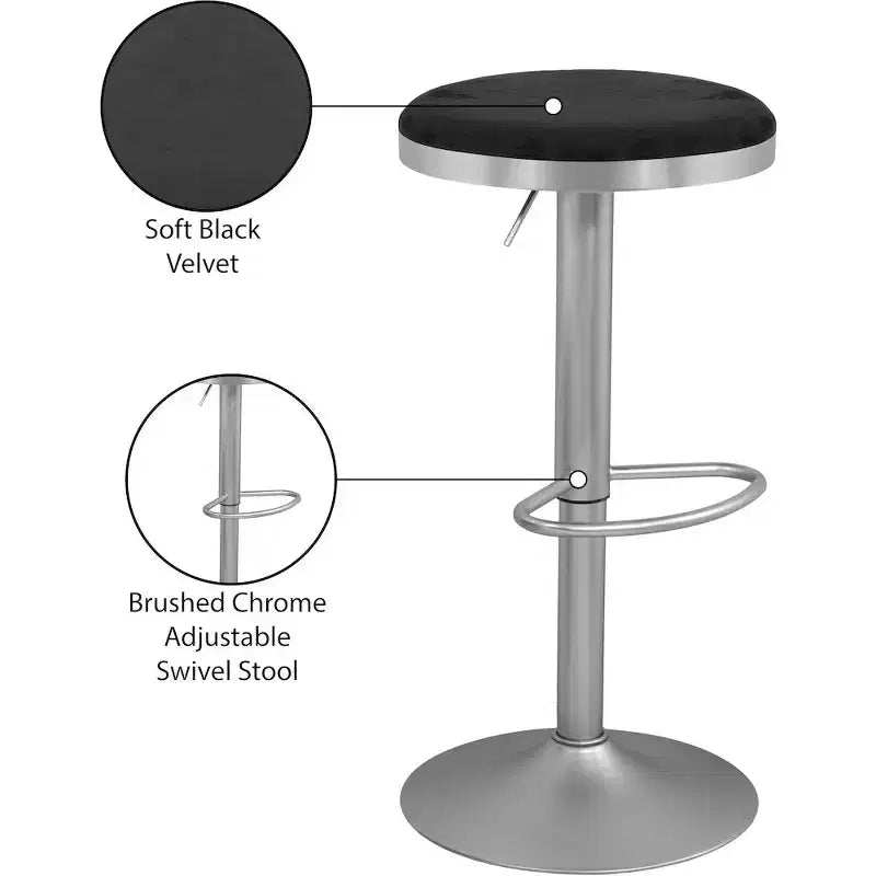 ,Brody Black Velvet Adjustable Stool