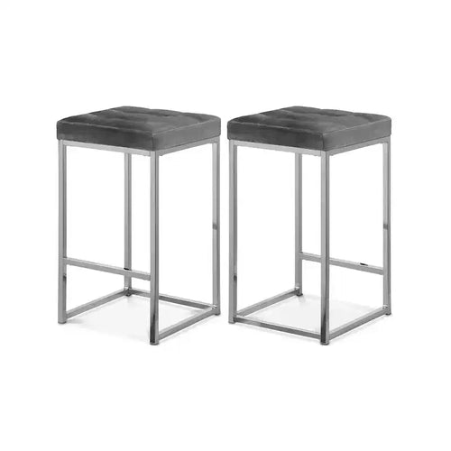 Meridian Furniture,Nicola Grey Velvet Stool, Set of 2