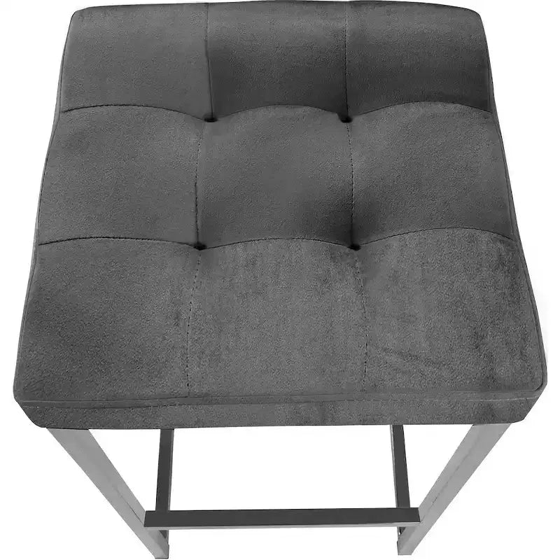 ,Nicola Grey Velvet Stool, Set of 2