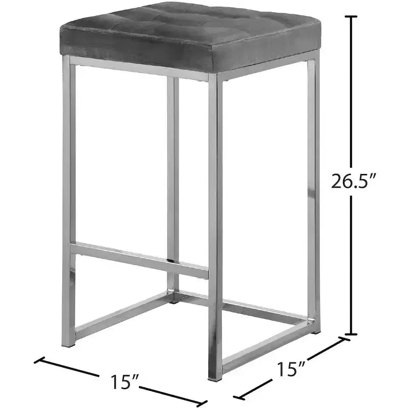 ,Nicola Grey Velvet Stool, Set of 2