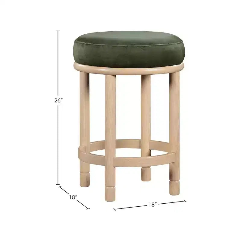 Monette Green Velvet Counter Stool