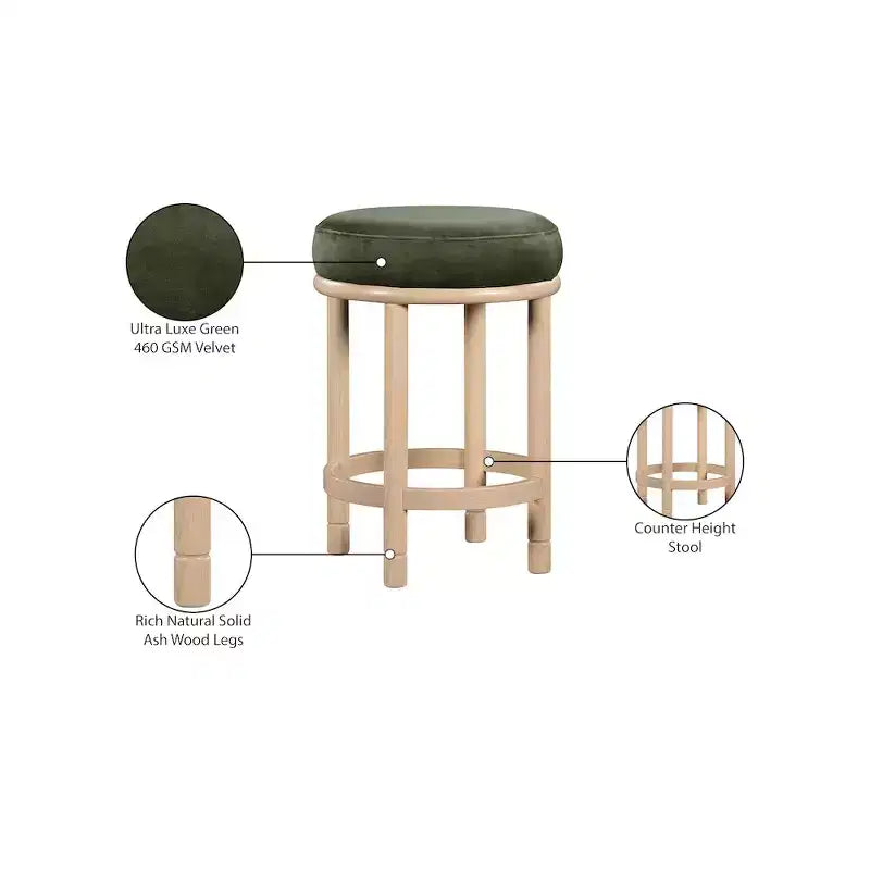Monette Green Velvet Counter Stool