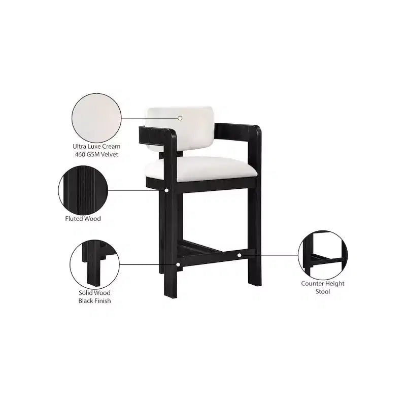 Sacha Cream Velvet Stool