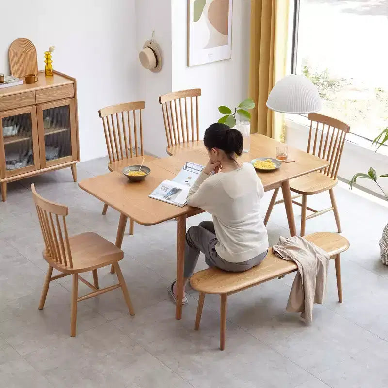 Solid Wood Dining Chair Table Bench, Rustic Wooden Kitchen Chairs, Simple and Natural Dining Bench for Living Room Kitchen