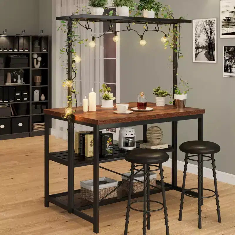Kitchen Island with Storage, Bakers Rack, Island Table for Kitchen,3 Tier Microwave Stand Oven Shelf,Large Coffee Bar Table, Storage Shelf, 5 Hooks