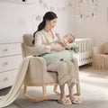 Rocking Chair, Glider Nursery Chair with High Back and Side Pocket, Rocking Accent Armchair with Rubber Wood Legs for Living Room/Bedroom/Nursery