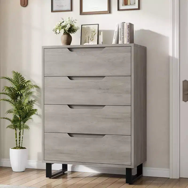 Tall 4-Drawer Dresser, Freestanding Vertical Storage Cabinet for Bedroom, Closet, Living Room, Hallway, or Entryway