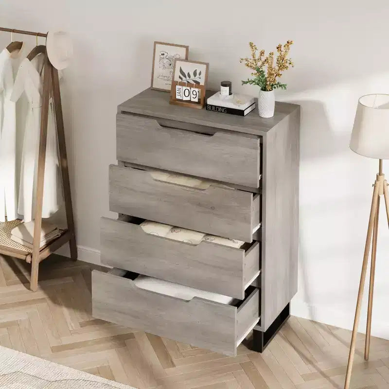 Tall 4-Drawer Dresser, Freestanding Vertical Storage Cabinet for Bedroom, Closet, Living Room, Hallway, or Entryway