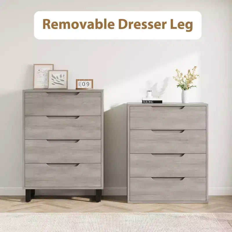 Tall 4-Drawer Dresser, Freestanding Vertical Storage Cabinet for Bedroom, Closet, Living Room, Hallway, or Entryway