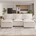 3-Seater Sectional Couches for Living Room, 108 Inch Chenille Modular U Shaped Cloud Couch with Storage Armrest and Movable Ottoman, Charging Station
