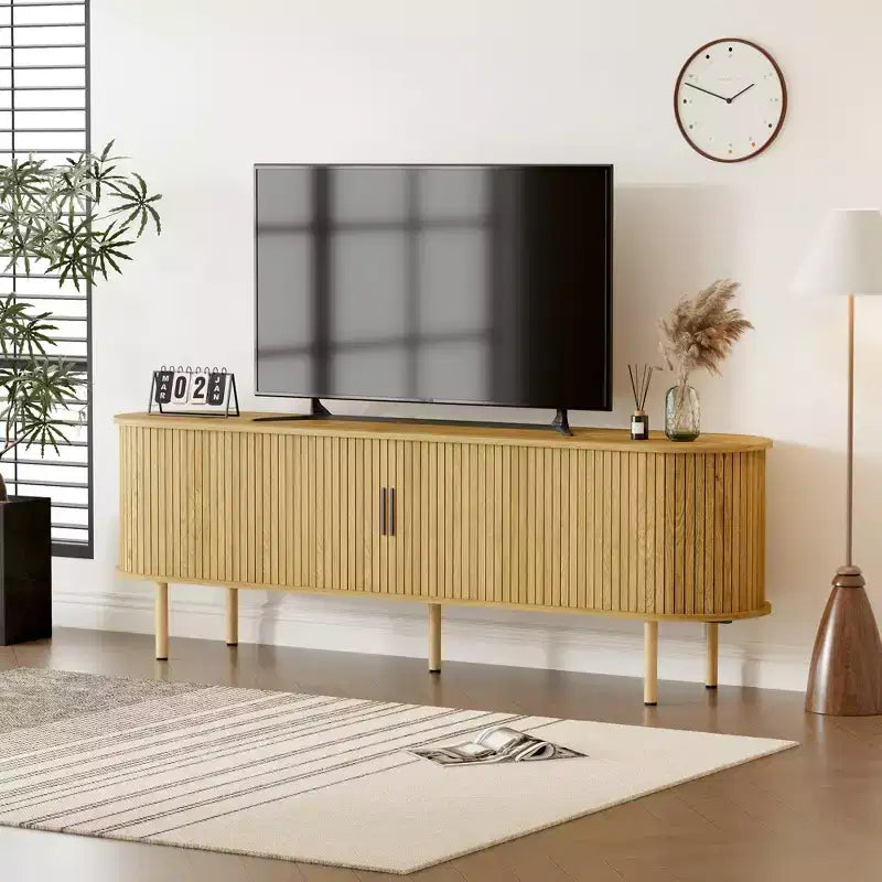70.1 TV Stand, Modern TV Console Table with Storage Compartment and Sliding Door, Gaming Entertainment Center with Cabinet for Living Room, Bedroom