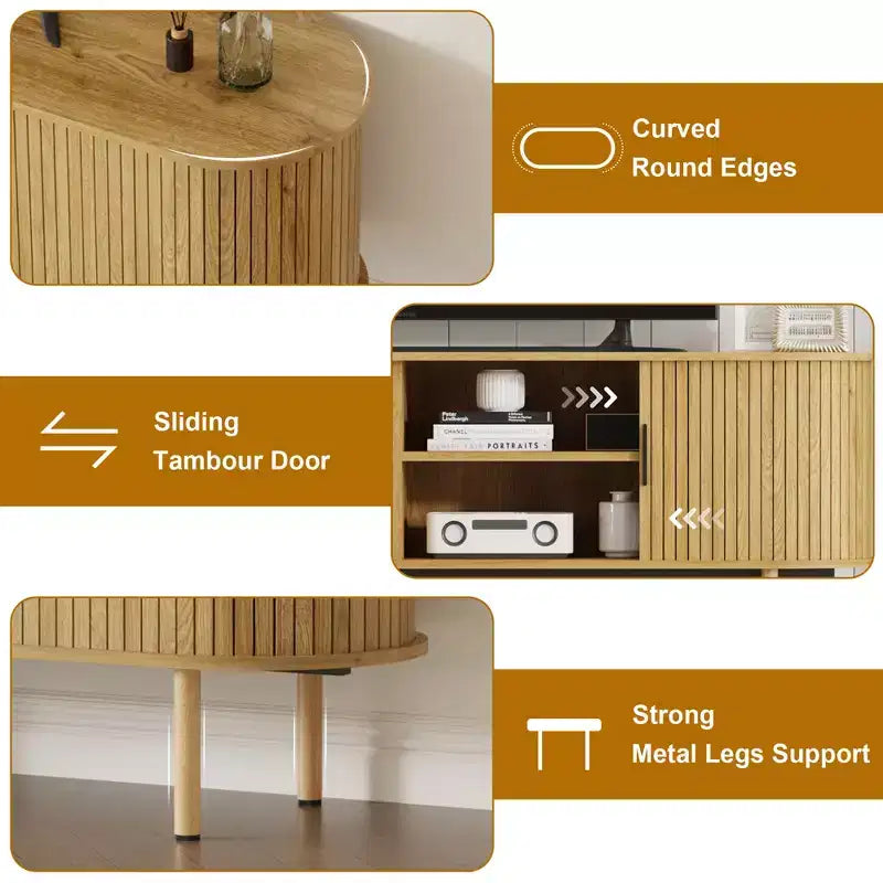 70.1 TV Stand, Modern TV Console Table with Storage Compartment and Sliding Door, Gaming Entertainment Center with Cabinet for Living Room, Bedroom