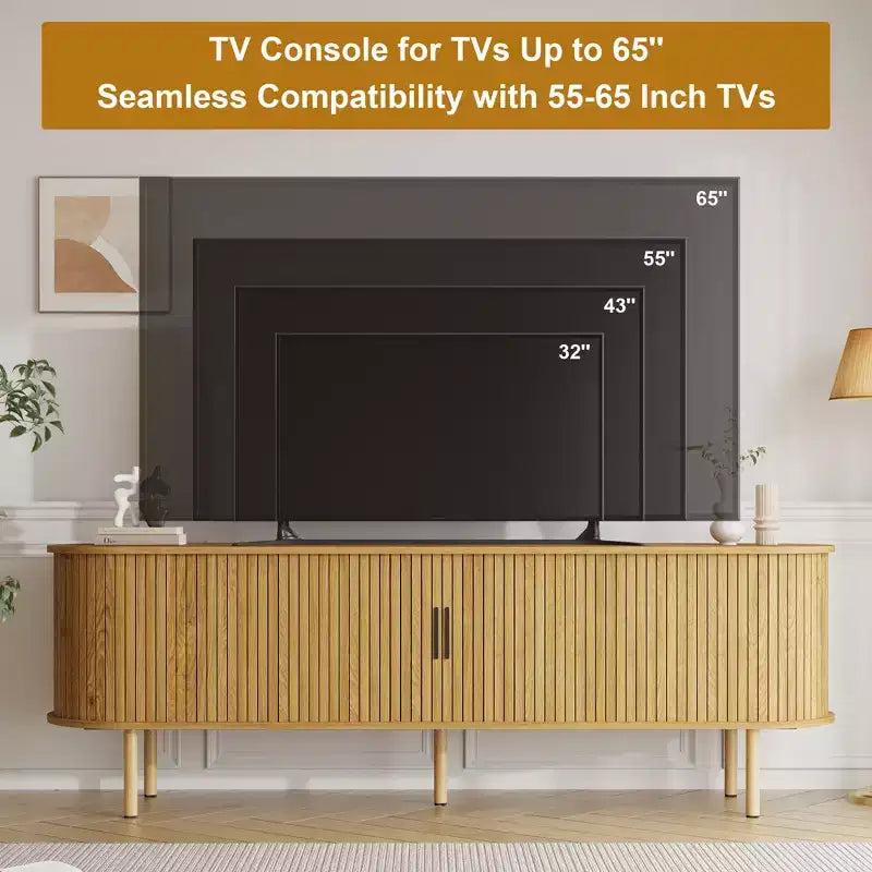 70.1 TV Stand, Modern TV Console Table with Storage Compartment and Sliding Door, Gaming Entertainment Center with Cabinet for Living Room, Bedroom