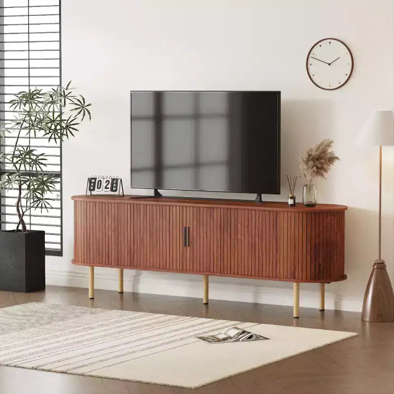70.1 TV Stand, Modern TV Console Table with Storage Compartment and Sliding Door, Gaming Entertainment Center with Cabinet for Living Room, Bedroom