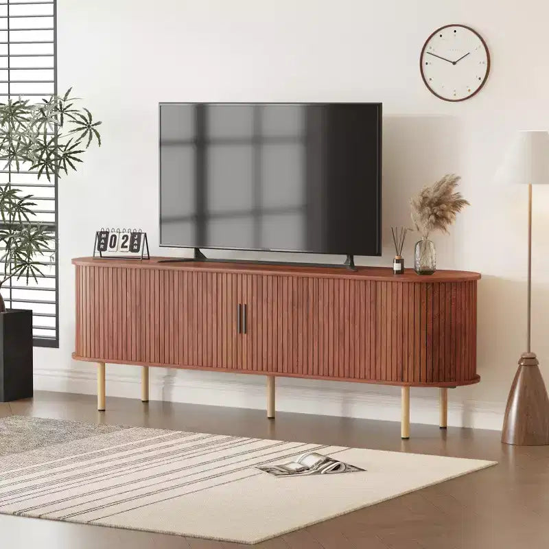 70.1 TV Stand, Modern TV Console Table with Storage Compartment and Sliding Door, Gaming Entertainment Center with Cabinet for Living Room, Bedroom