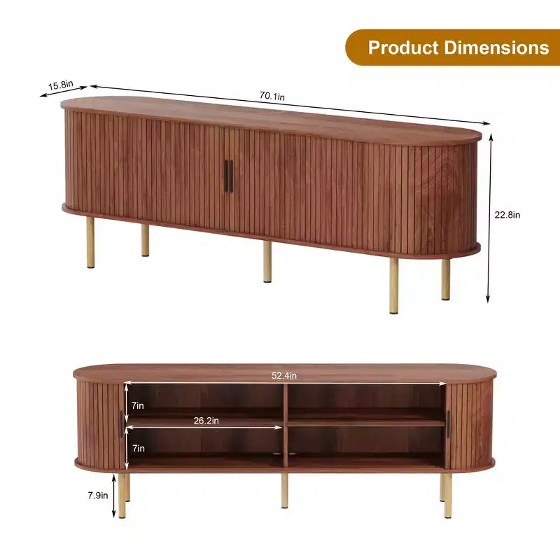 70.1 TV Stand, Modern TV Console Table with Storage Compartment and Sliding Door, Gaming Entertainment Center with Cabinet for Living Room, Bedroom