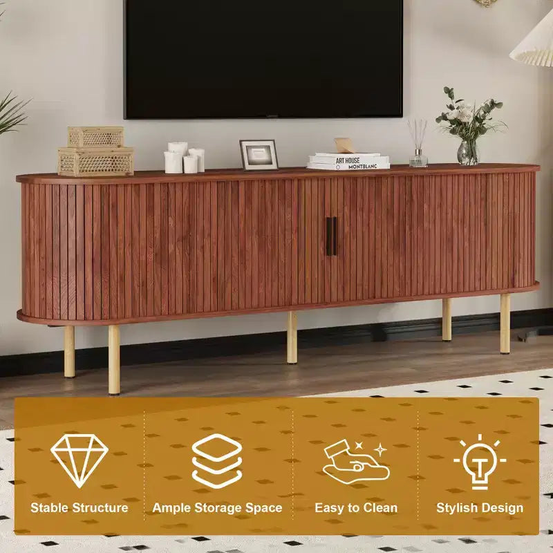 70.1 TV Stand, Modern TV Console Table with Storage Compartment and Sliding Door, Gaming Entertainment Center with Cabinet for Living Room, Bedroom