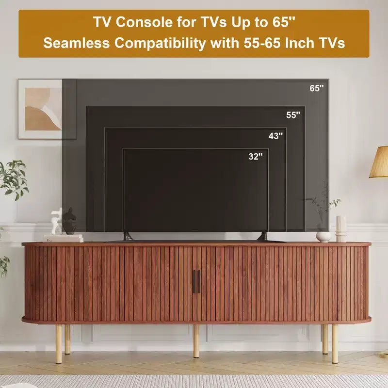 70.1 TV Stand, Modern TV Console Table with Storage Compartment and Sliding Door, Gaming Entertainment Center with Cabinet for Living Room, Bedroom