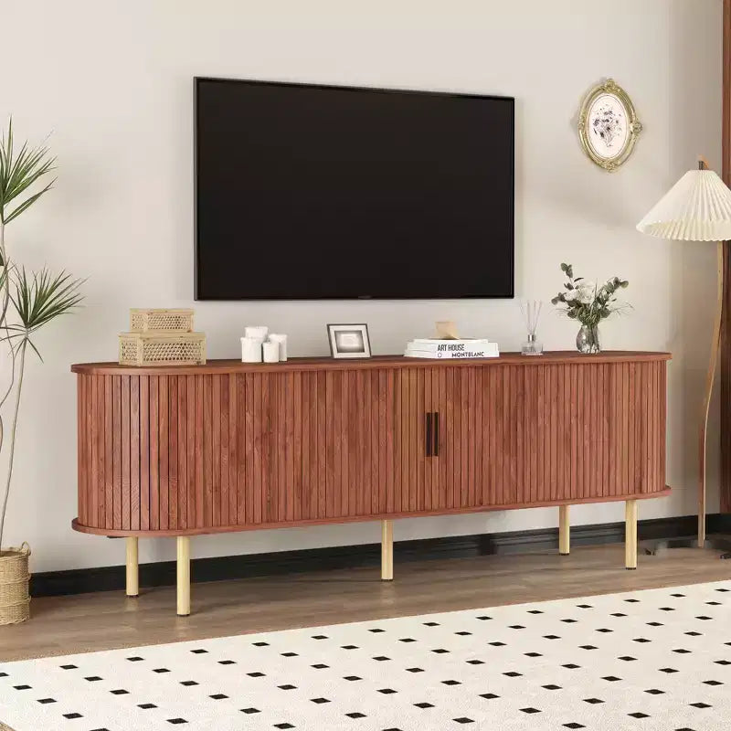 70.1 TV Stand, Modern TV Console Table with Storage Compartment and Sliding Door, Gaming Entertainment Center with Cabinet for Living Room, Bedroom