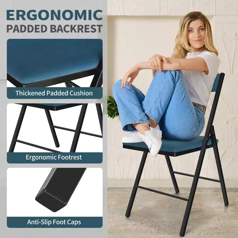 Padded Folding Chairs with Double Hinges
