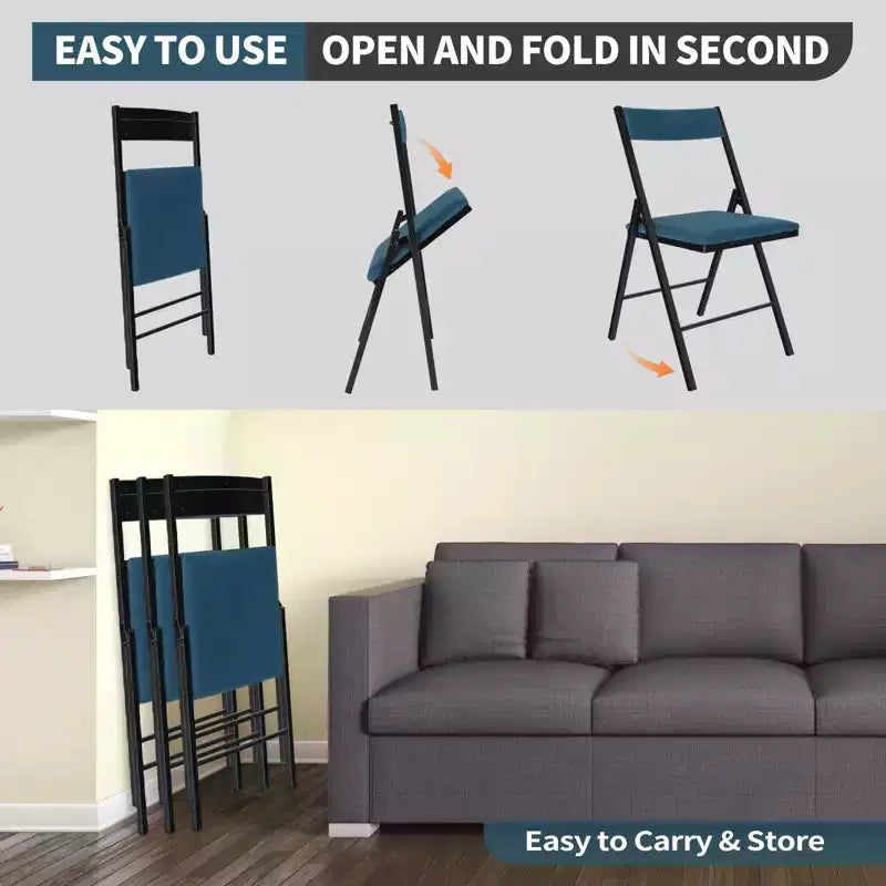 Padded Folding Chairs with Double Hinges