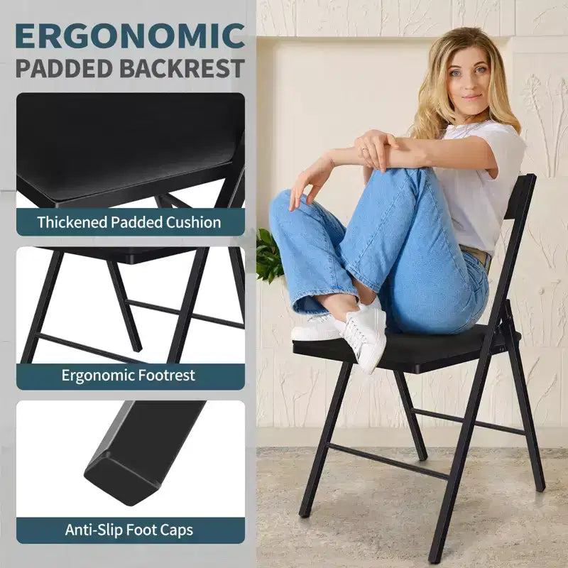 Padded Folding Chairs with Double Hinges