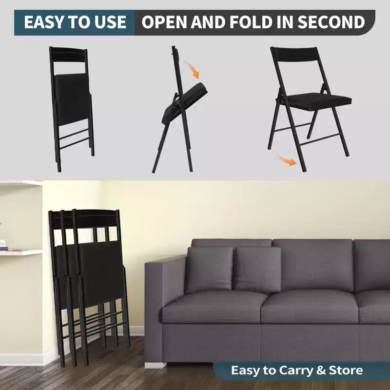 Padded Folding Chairs with Double Hinges