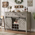Acekool 47.2 Farmhouse Buffet Cabinet, Rustic Sideboard with Sliding Doors, 3 Drawers, Adjustable Shelves, Removable Wine Rack, White